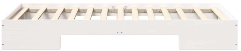 vidaXL Κρεβάτι δαπέδου Λευκό 90 x 200 cm Μασίφ ξύλο πεύκου