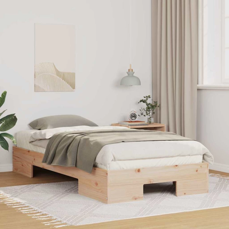 vidaXL Κρεβάτι δαπέδου Καφέ 90 x 190 cm Μασίφ ξύλο πεύκου