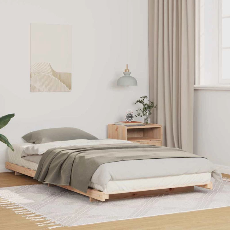 vidaXL Κρεβάτι δαπέδου Καφέ 80 x 210 cm Μασίφ ξύλο πεύκου