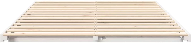 vidaXL Κρεβάτι δαπέδου Λευκό 140 x 210 cm Μασίφ ξύλο πεύκου