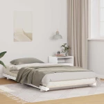 vidaXL Κρεβάτι δαπέδου Λευκό 90 x 220 cm Μασίφ ξύλο πεύκου