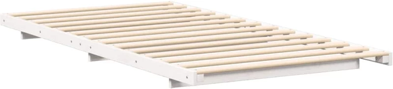 vidaXL Κρεβάτι δαπέδου Λευκό 90 x 220 cm Μασίφ ξύλο πεύκου