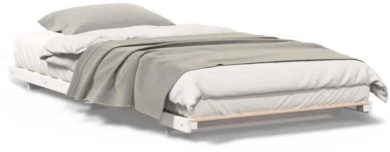 vidaXL Κρεβάτι δαπέδου Λευκό 90 x 220 cm Μασίφ ξύλο πεύκου