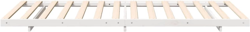vidaXL Κρεβάτι δαπέδου Λευκό 90 x 220 cm Μασίφ ξύλο πεύκου