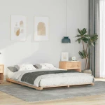 vidaXL Κρεβάτι δαπέδου Καφέ 140 x 220 cm Μασίφ ξύλο πεύκου