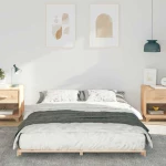 vidaXL Κρεβάτι δαπέδου Καφέ 140 x 220 cm Μασίφ ξύλο πεύκου