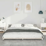 vidaXL Κρεβάτι δαπέδου Λευκό 200 x 220 cm Μασίφ ξύλο πεύκου