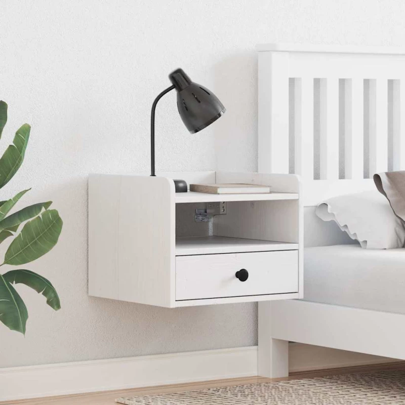 vidaXL Κομοδίνο 2 pcs Λευκό 38 x 36 x 29.5 εκ Μασίφ ξύλο πεύκου