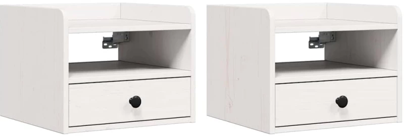 vidaXL Κομοδίνο 2 pcs Λευκό 38 x 36 x 29.5 εκ Μασίφ ξύλο πεύκου