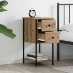 vidaXL Κομοδίνο 2 pcs artisan δρυς 32 x 42 x 70 εκ Επεξεργασμένο ξύλο