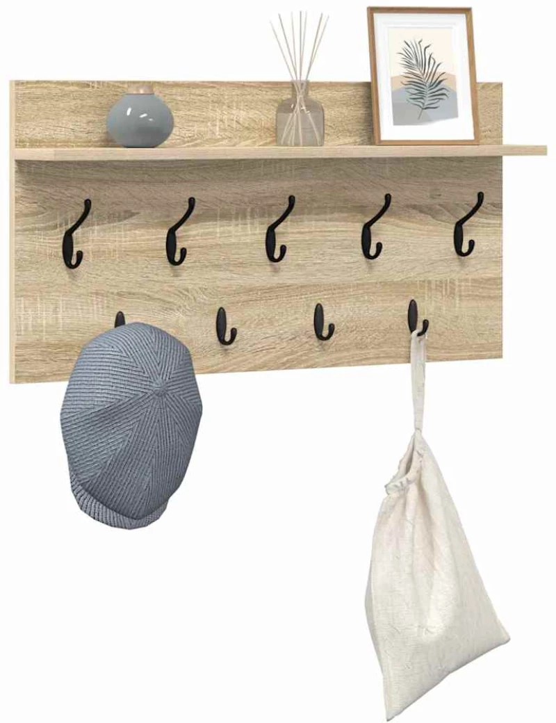 vidaXL Τοίχου Κρεμάστρα Sonoma Δρυς 80 x 40 x 12 cm Επεξεργασμένο ξύλο