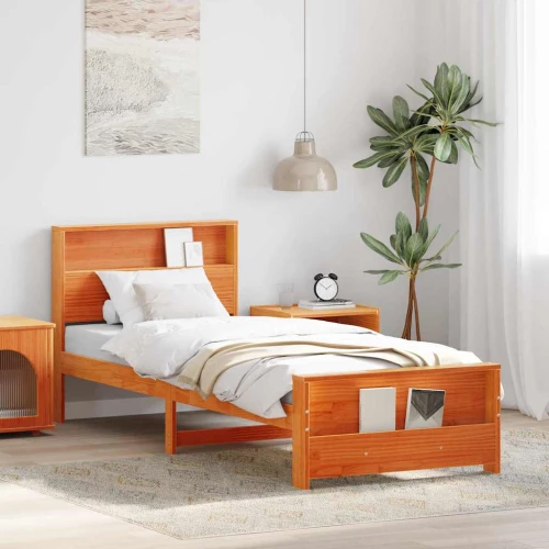 vidaXL Σκελετός Κρεβατιού Καφέ κεριού 90 x 200 cm Μασίφ ξύλο πεύκου