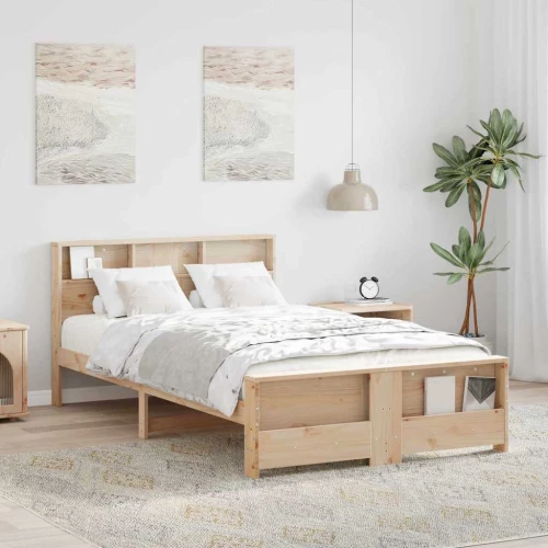 vidaXL Σκελετός Κρεβατιού Καφέ 120 x 190 cm Μασίφ ξύλο πεύκου