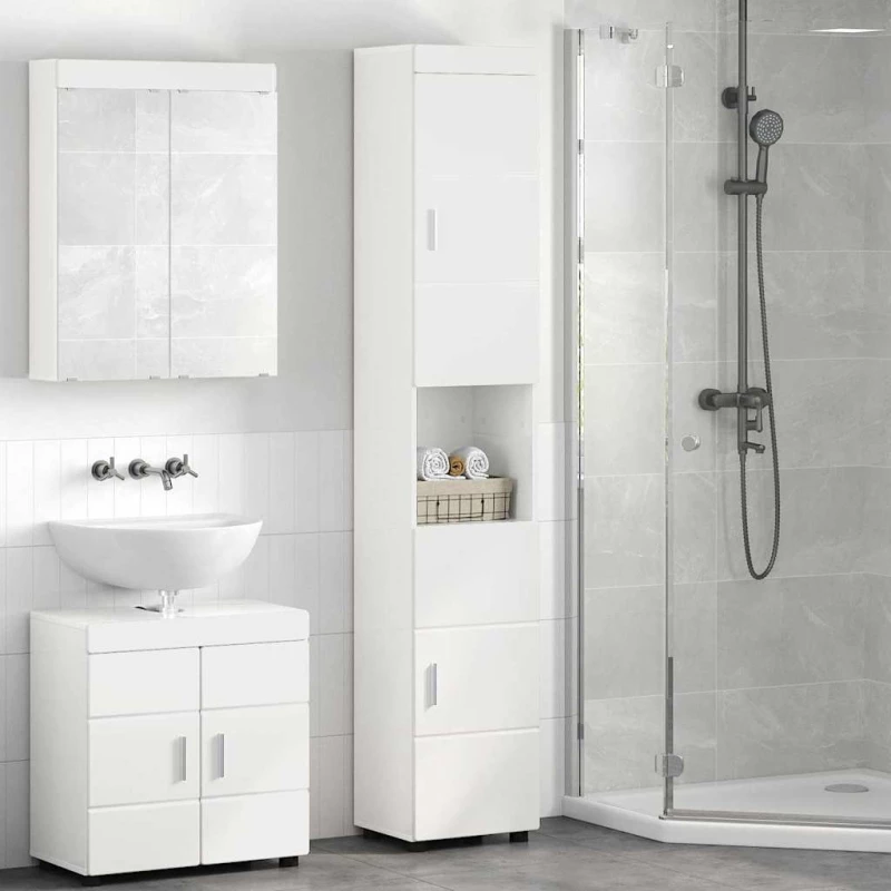 vidaXL Ντουλάπι Μπάνιου TULUM Γυαλιστερό λευκό 37 x 31.5 x 203 εκ