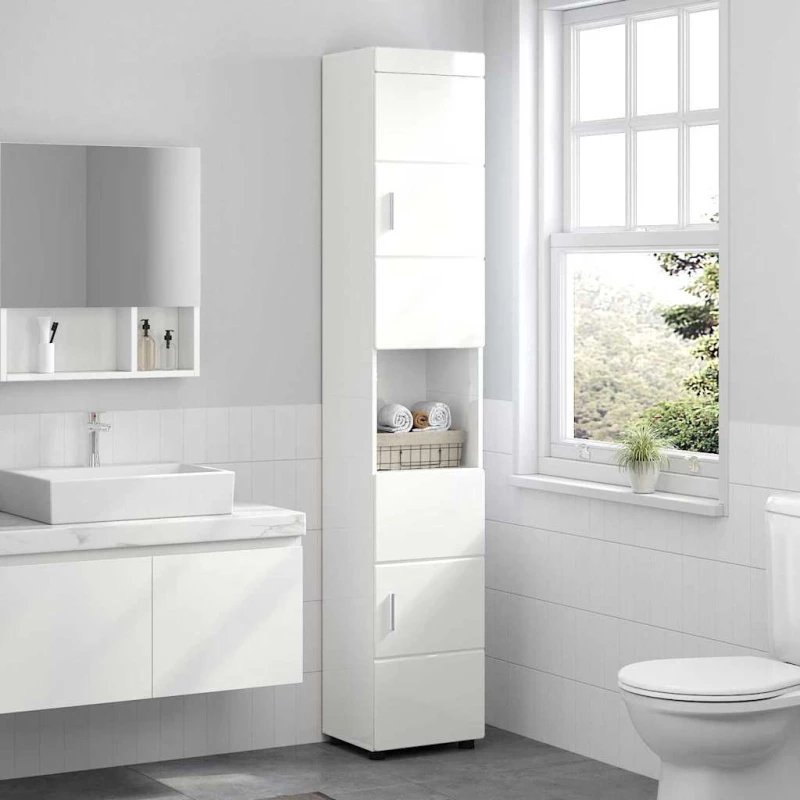 vidaXL Ντουλάπι Μπάνιου TULUM Γυαλιστερό λευκό 37 x 31.5 x 203 εκ