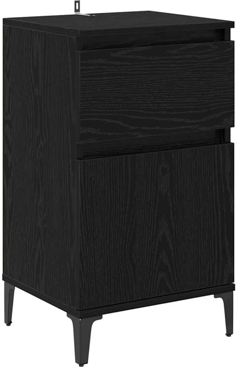 vidaXL Κομοδίνο 2 pcs Μαύρη δρυς 40 x 35 x 70 εκ. Επεξεργασμένο ξύλο