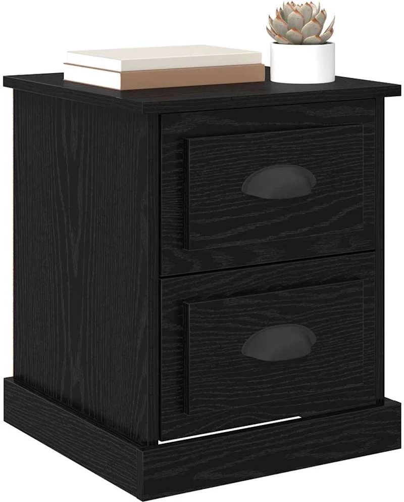 vidaXL Κομοδίνο Μαύρη δρυς 39 x 39 x 47.5 εκ Επεξεργασμένο ξύλο