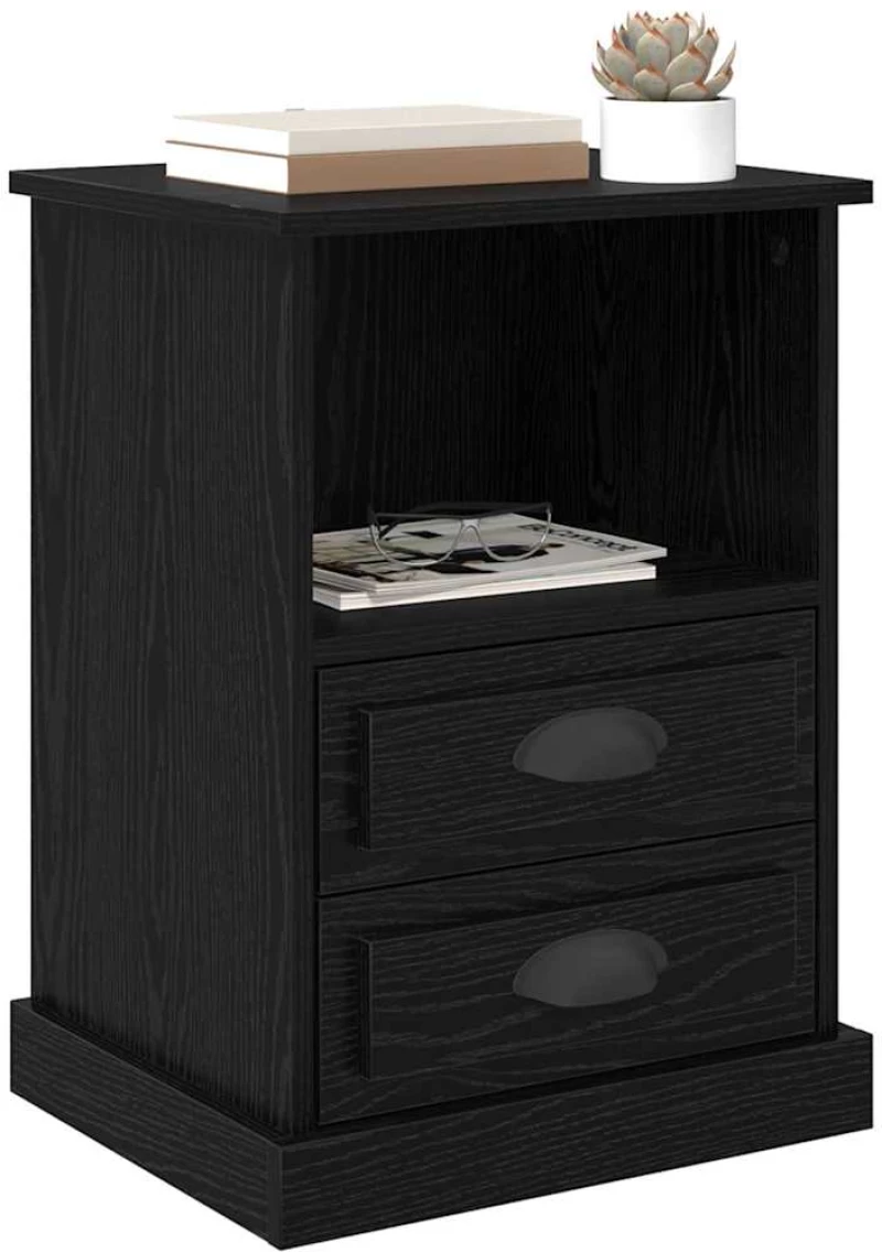 vidaXL Κομοδίνο 2 pcs Μαύρη δρυς 43 x 36 x 60 εκ Επεξεργασμένο ξύλο