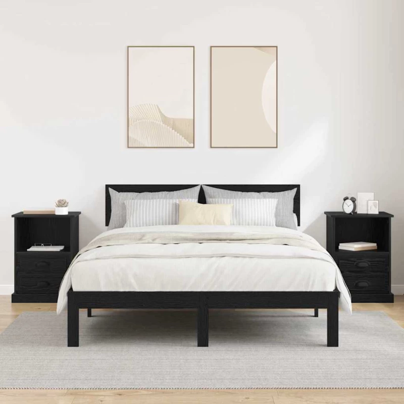 vidaXL Κομοδίνο 2 pcs Μαύρη δρυς 43 x 36 x 60 εκ Επεξεργασμένο ξύλο
