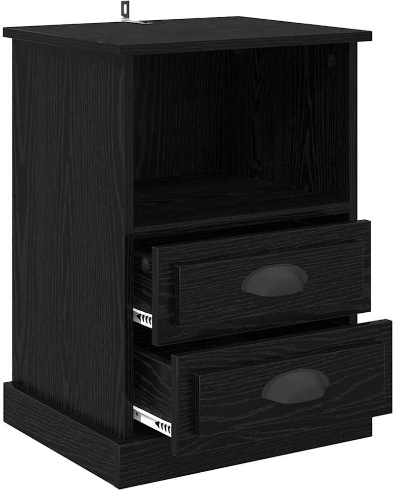 vidaXL Κομοδίνο 2 pcs Μαύρη δρυς 43 x 36 x 60 εκ Επεξεργασμένο ξύλο