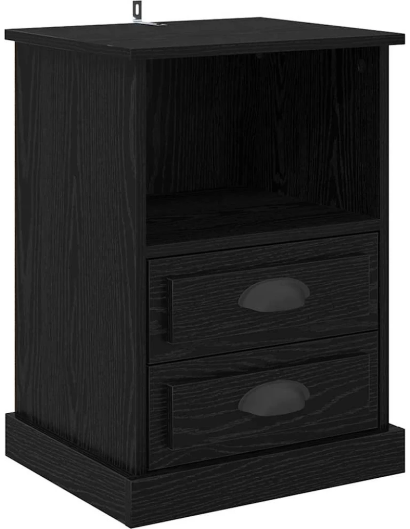 vidaXL Κομοδίνο 2 pcs Μαύρη δρυς 43 x 36 x 60 εκ Επεξεργασμένο ξύλο