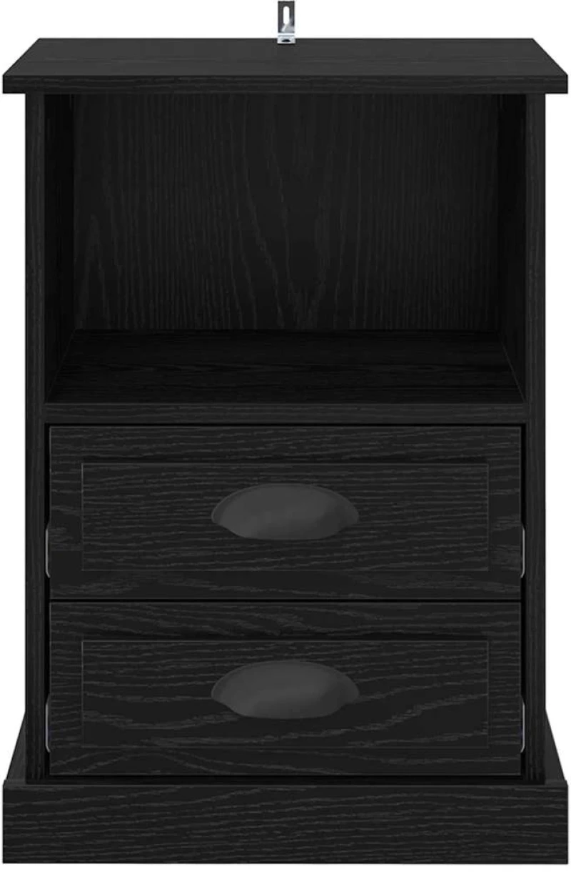 vidaXL Κομοδίνο 2 pcs Μαύρη δρυς 43 x 36 x 60 εκ Επεξεργασμένο ξύλο