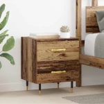 vidaXL Κομοδίνο 2 pcs Παλαιό ξύλο 40 x 35 x 47.5 εκ Επεξεργασμένο ξύλο
