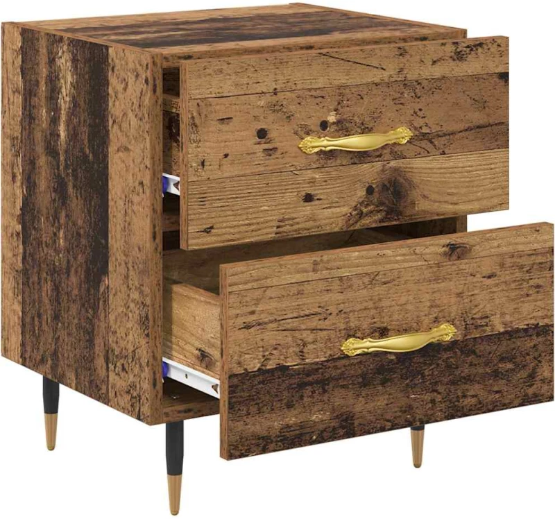vidaXL Κομοδίνο 2 pcs Παλαιό ξύλο 40 x 35 x 47.5 εκ Επεξεργασμένο ξύλο