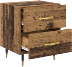 vidaXL Κομοδίνο 2 pcs Παλαιό ξύλο 40 x 35 x 47.5 εκ Επεξεργασμένο ξύλο