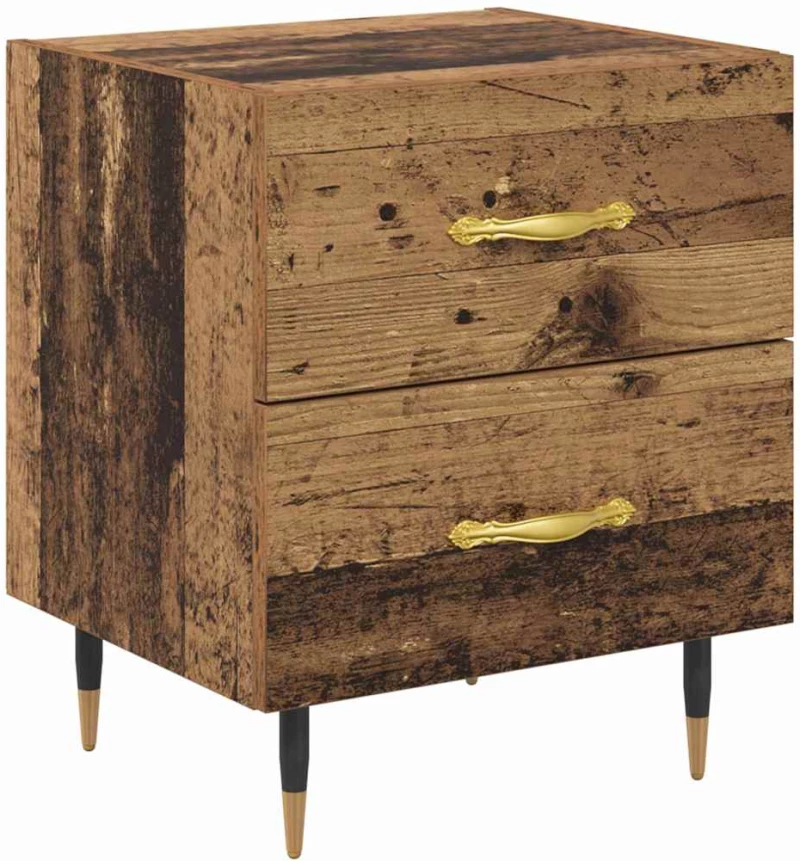 vidaXL Κομοδίνο 2 pcs Παλαιό ξύλο 40 x 35 x 47.5 εκ Επεξεργασμένο ξύλο