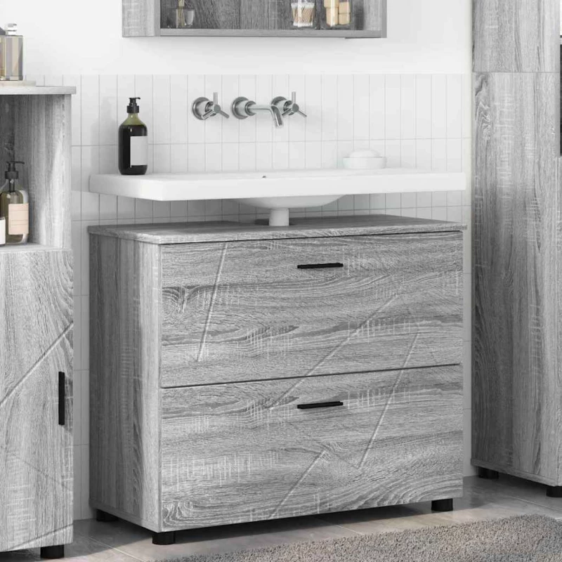 vidaXL Ντουλάπι Μπάνιου με συρτάρι Γκρι sonoma 76,5 x 35 x 64 εκ