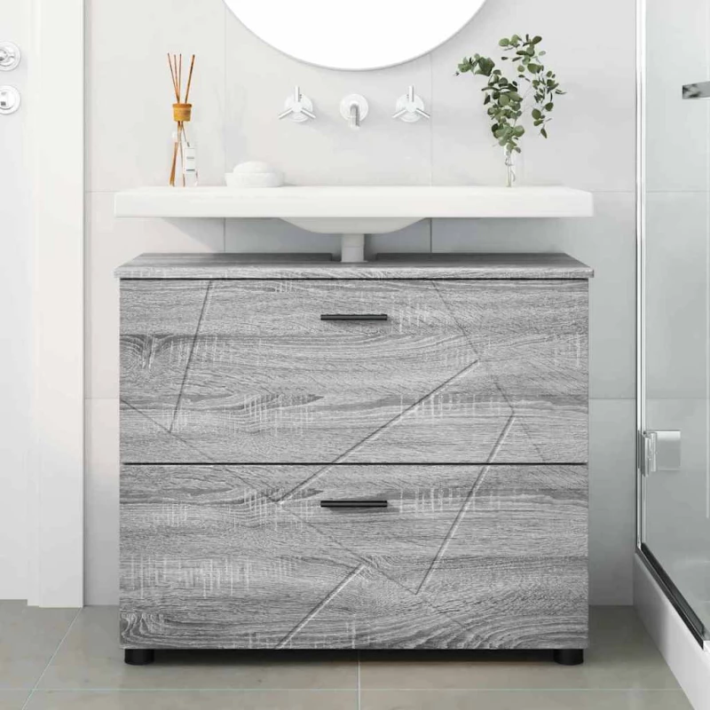 vidaXL Ντουλάπι Μπάνιου με συρτάρι Γκρι sonoma 76,5 x 35 x 64 εκ