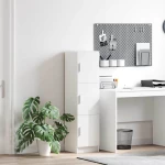 vidaXL Ψηλή Ντουλάπα Λευκό 31,5 x 32 x 124 εκ Επεξεργασμένο ξύλο