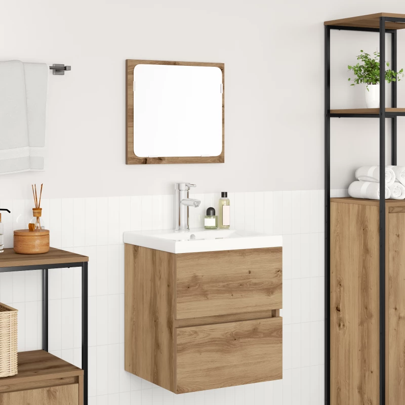 vidaXL Σετ Επίπλων Μπάνιου 3 pcs Μαύρο Δρυς και Λευκό Κανονικός