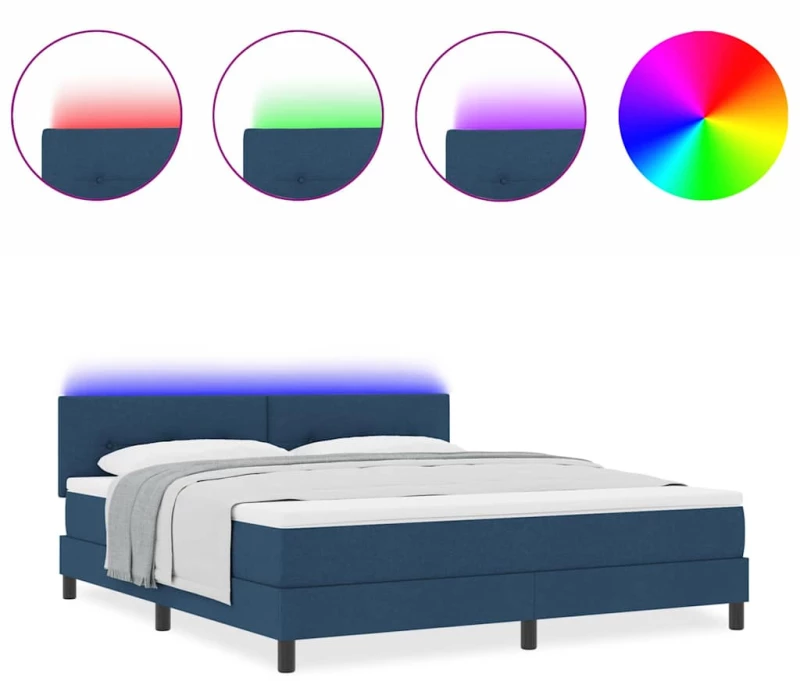 vidaXL Κρεβάτι με ελατήρια με στρώμα Μπλε 180 x 200 cm ύφασμα