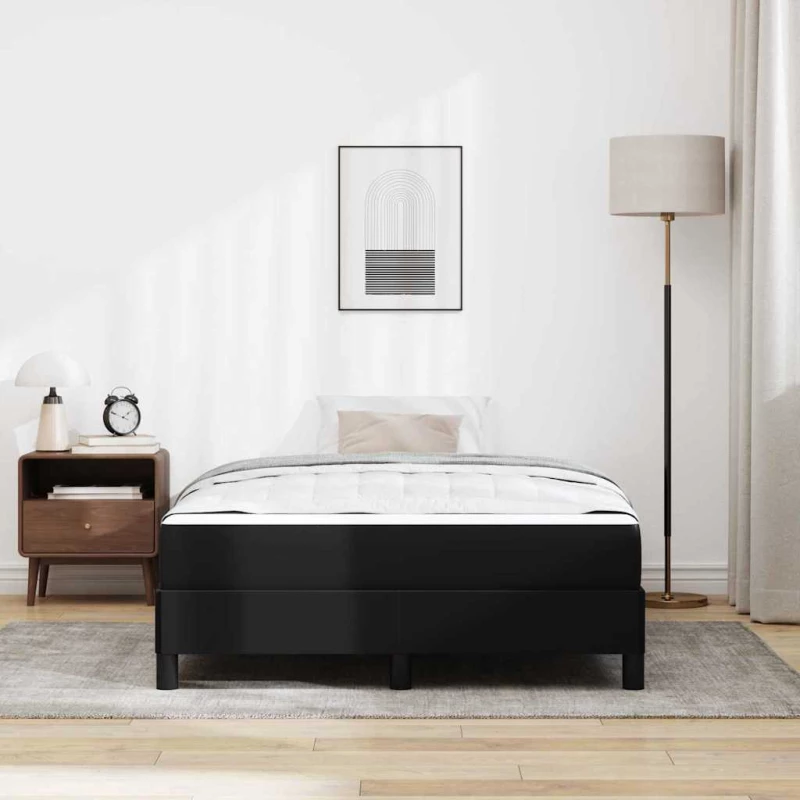 vidaXL Κρεβάτι με στρώμα Μαύρο 120 x 190 cm Τεχνητό δέρμα
