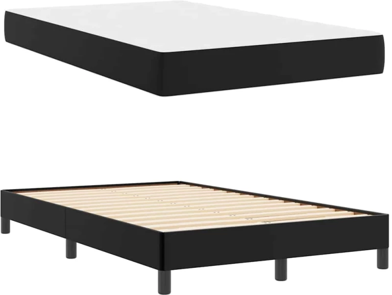 vidaXL Κρεβάτι με στρώμα Μαύρο 120 x 190 cm Τεχνητό δέρμα