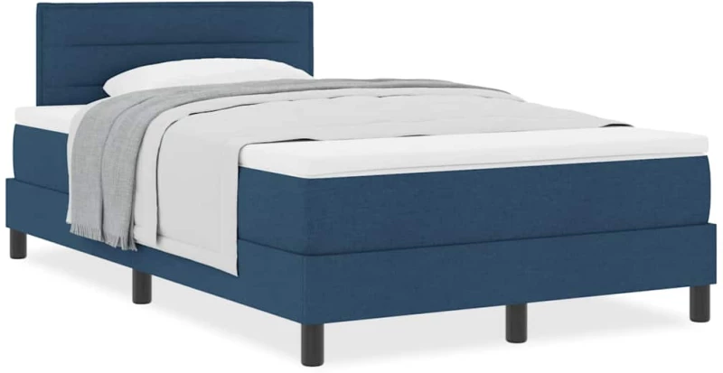 vidaXL Κρεβάτι box spring με στρώμα με στρώμα Μπλε 120 x 190 cm ύφασμα