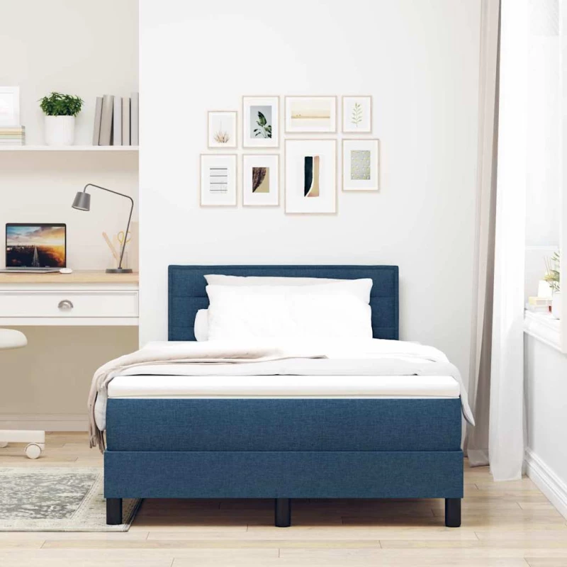 vidaXL Κρεβάτι box spring με στρώμα με στρώμα Μπλε 120 x 190 cm ύφασμα