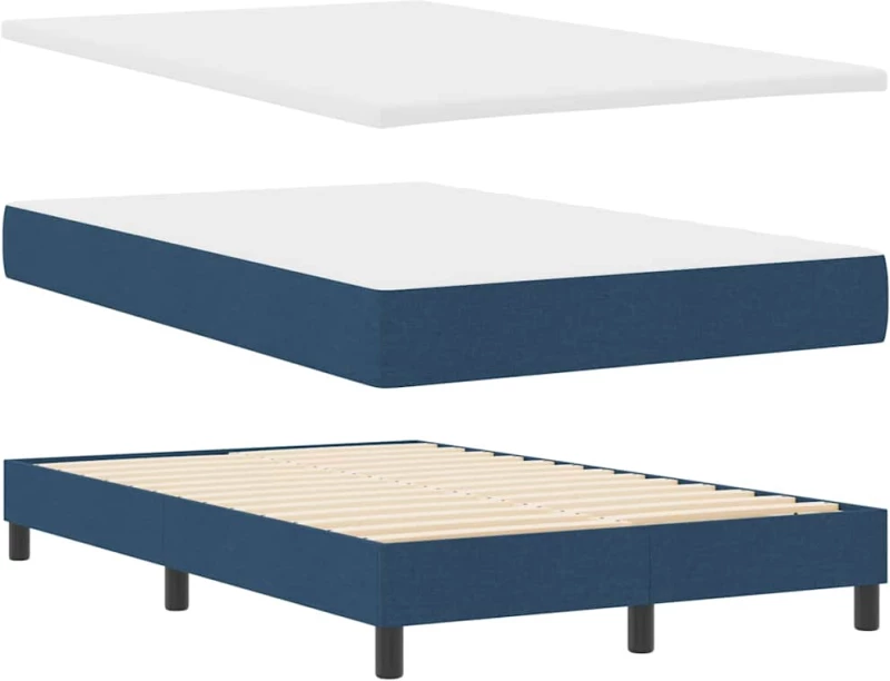vidaXL Κρεβάτι box spring με στρώμα με στρώμα Μπλε 120 x 190 cm ύφασμα