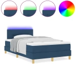 vidaXL Κρεβάτι με ελατήρια με στρώμα Μπλε 120 x 190 cm ύφασμα