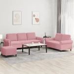 vidaXL Σετ Σαλονιού 3 Τεμαχίων Ροζ από Βελούδο με Μαξιλάρια
