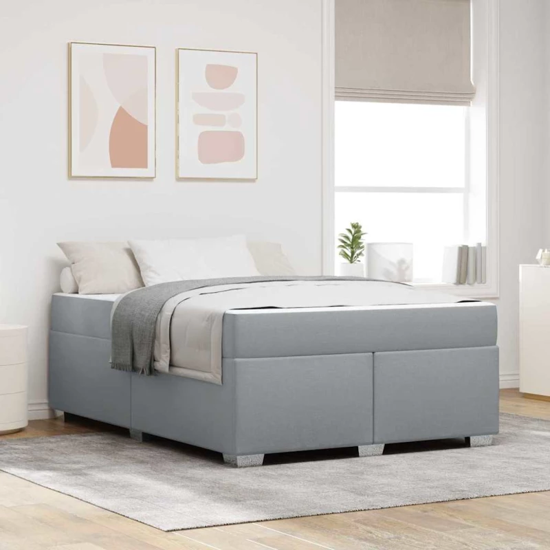 vidaXL Σκελετός Κρεβατιού Ανοιχτό γκρι 140 x 200 cm ύφασμα