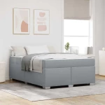 vidaXL Σκελετός Κρεβατιού Ανοιχτό γκρι 140 x 200 cm ύφασμα