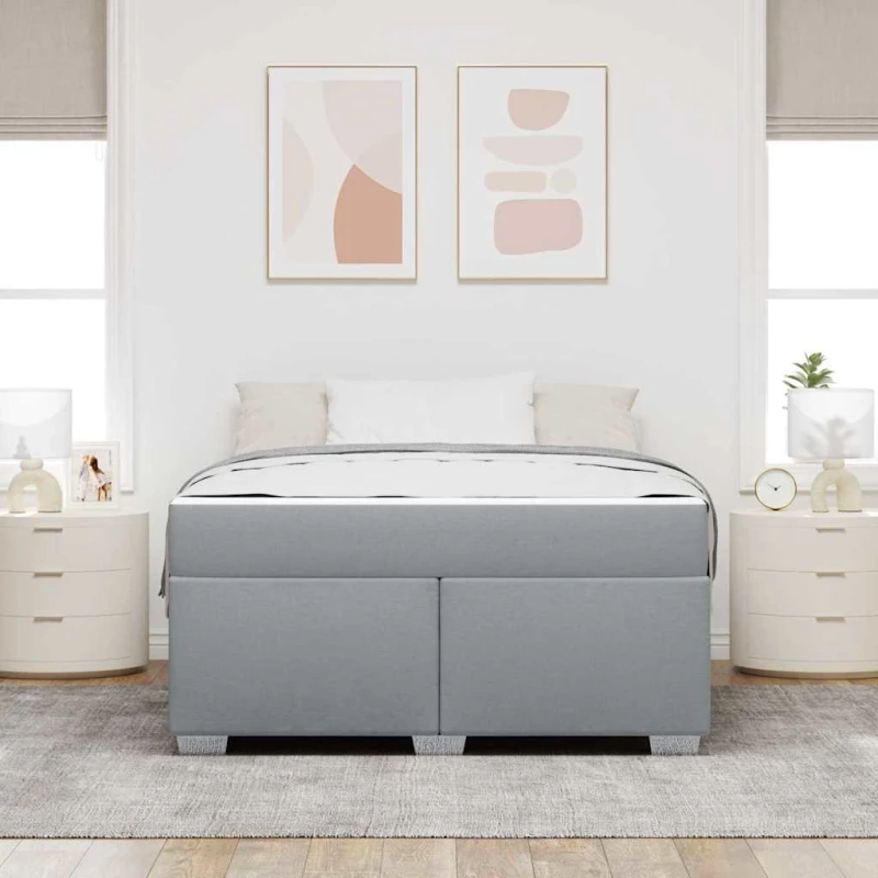 vidaXL Σκελετός Κρεβατιού Ανοιχτό γκρι 140 x 200 cm ύφασμα