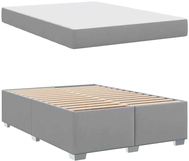 vidaXL Σκελετός Κρεβατιού Ανοιχτό γκρι 140 x 200 cm ύφασμα