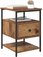 vidaXL Κομοδίνο 2 pcs Παλαιό ξύλο 40 x 42 x 56 εκ Επεξεργασμένο ξύλο