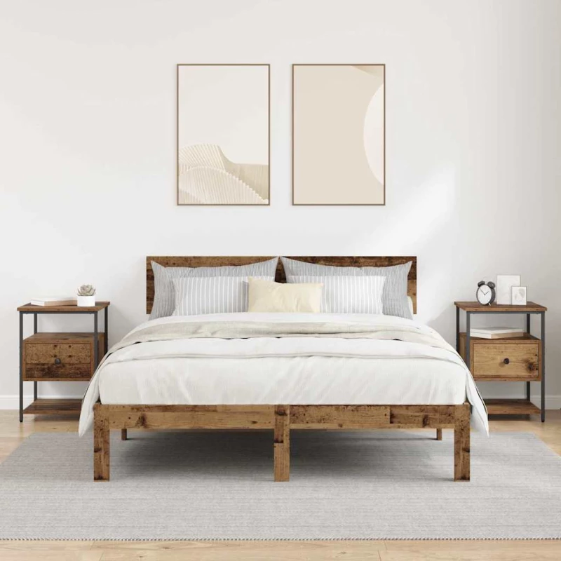vidaXL Κομοδίνο 2 pcs Παλαιό ξύλο 40 x 42 x 56 εκ Επεξεργασμένο ξύλο