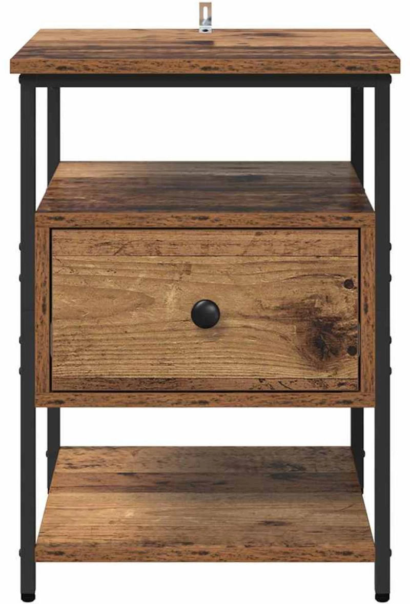 vidaXL Κομοδίνο 2 pcs Παλαιό ξύλο 40 x 42 x 56 εκ Επεξεργασμένο ξύλο
