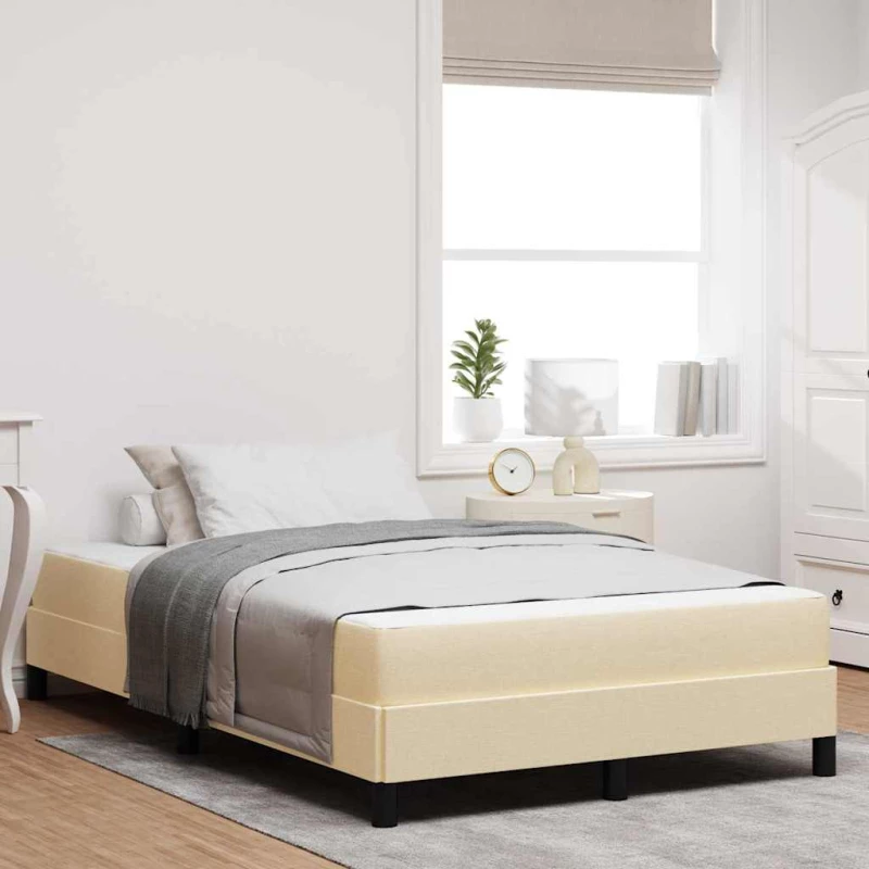 vidaXL Κρεβάτι με ελατήρια με στρώμα Κρεμ 140 x 190 cm ύφασμα